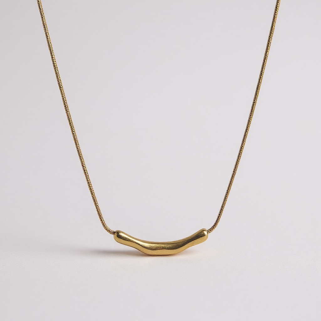 18K Gold-Plated Organic Bar Necklace – Modern Minimalist Jewelry